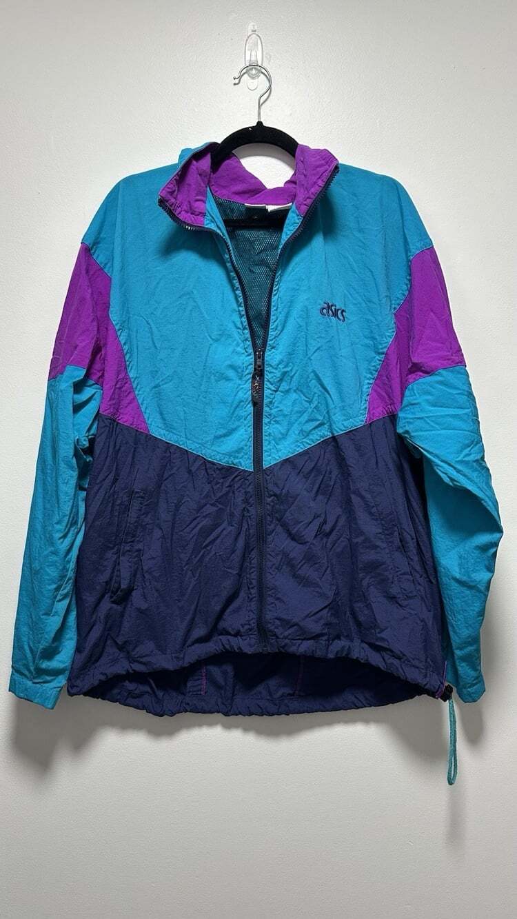 Vintage Asis Purple And Blue Jacket Size L/XL Retro Light Weight Coat